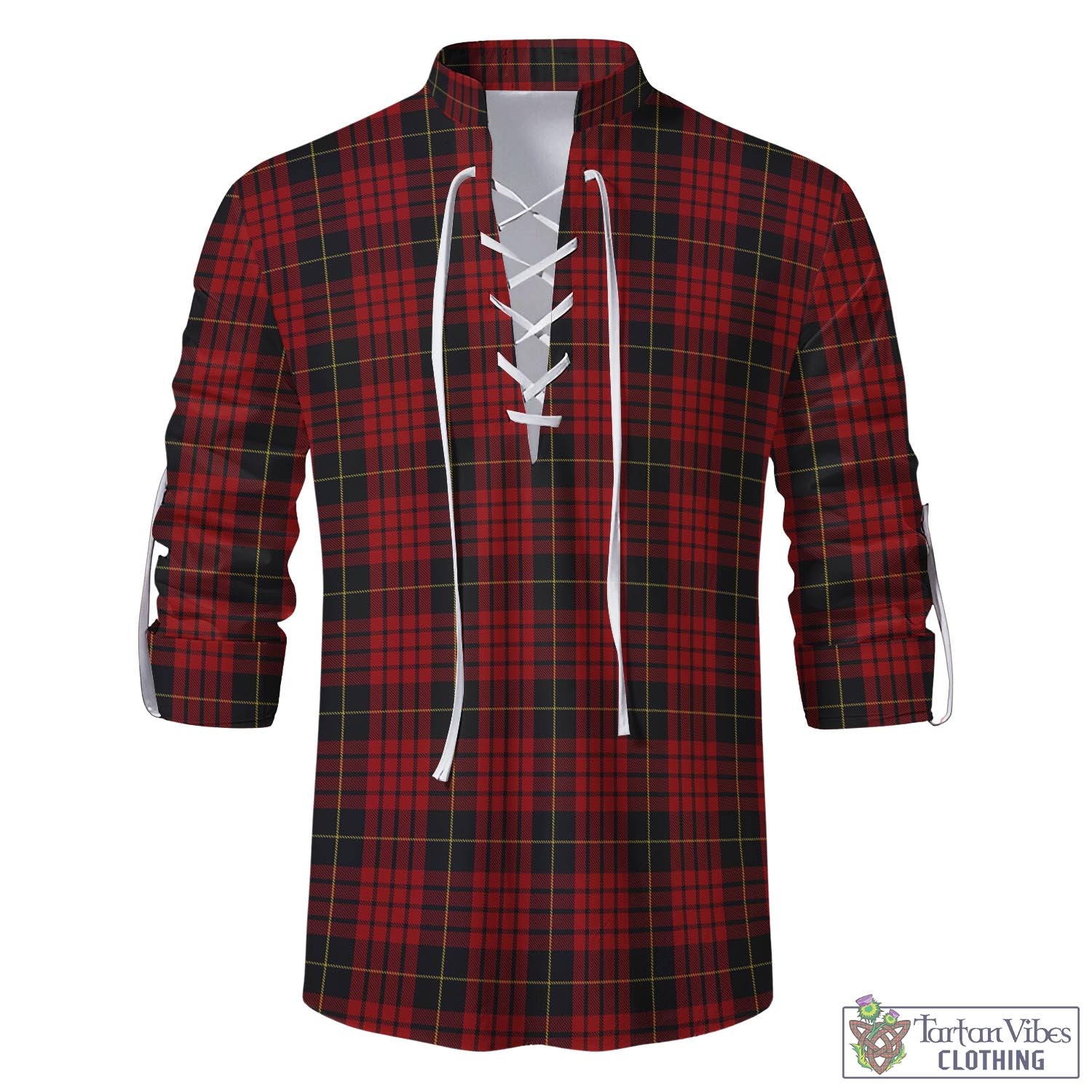 Tartan Vibes Clothing MacQueen Tartan Men's Scottish Traditional Jacobite Ghillie Kilt Shirt