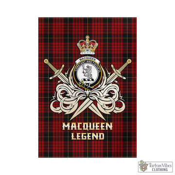 MacQueen (McQueen) Tartan Garden Flag with Clan Crest and the Golden Sword of Courageous Legacy
