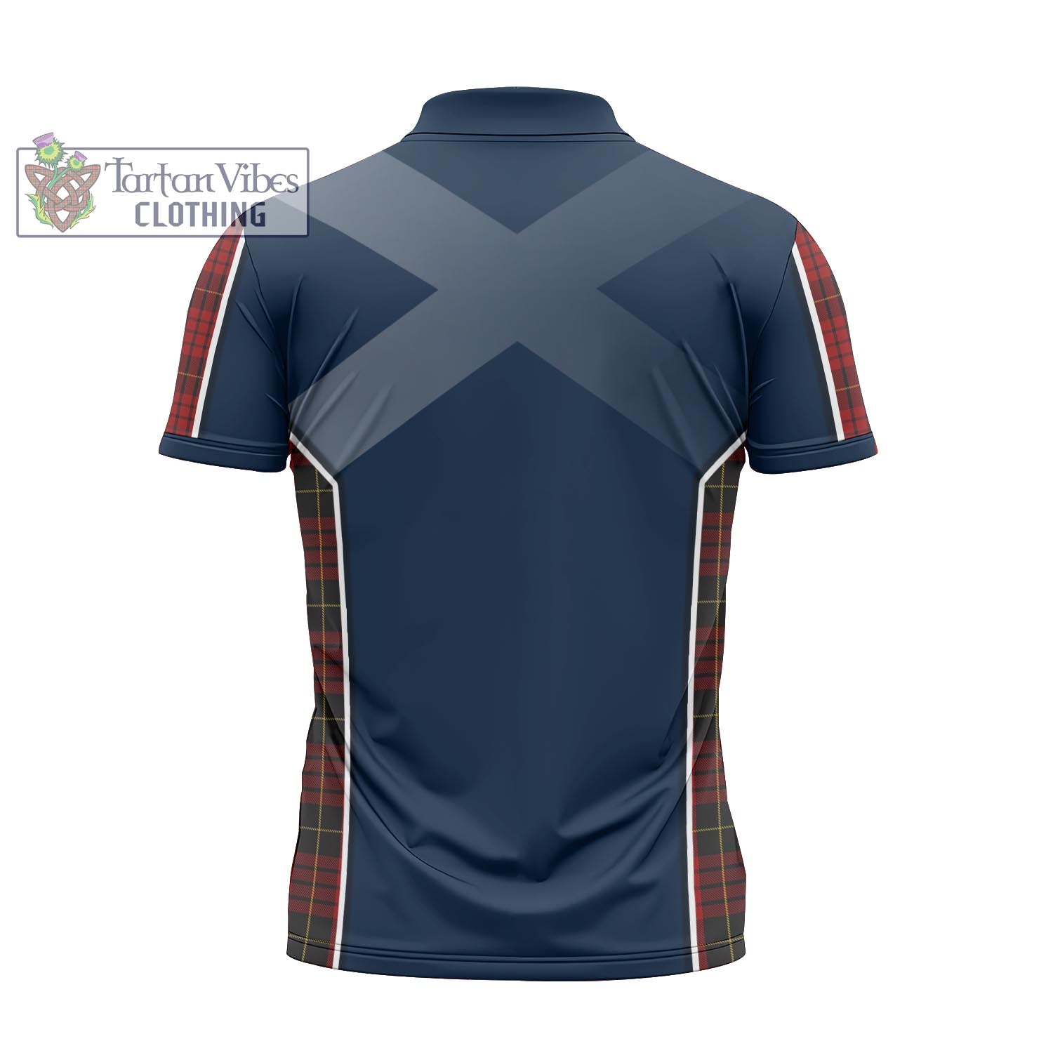 Tartan Vibes Clothing MacQueen Tartan Zipper Polo Shirt with Family Crest and Scottish Thistle Vibes Sport Style