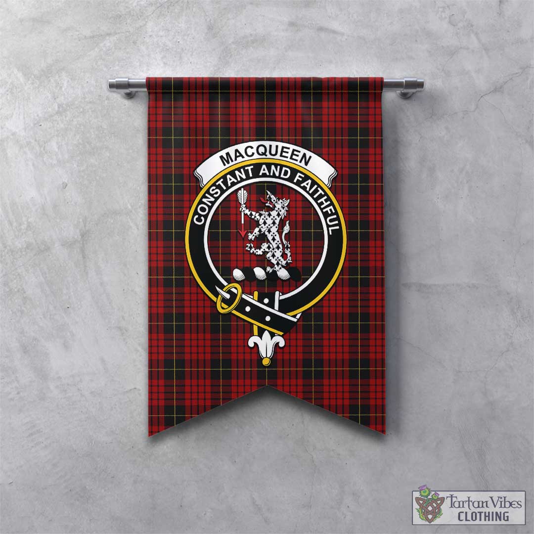 Tartan Vibes Clothing MacQueen Tartan Gonfalon, Tartan Banner with Family Crest