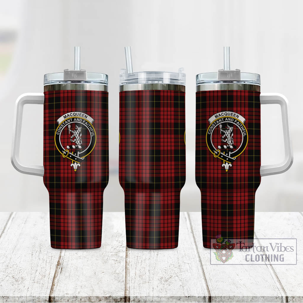 Tartan Vibes Clothing MacQueen Tartan and Family Crest Tumbler with Handle