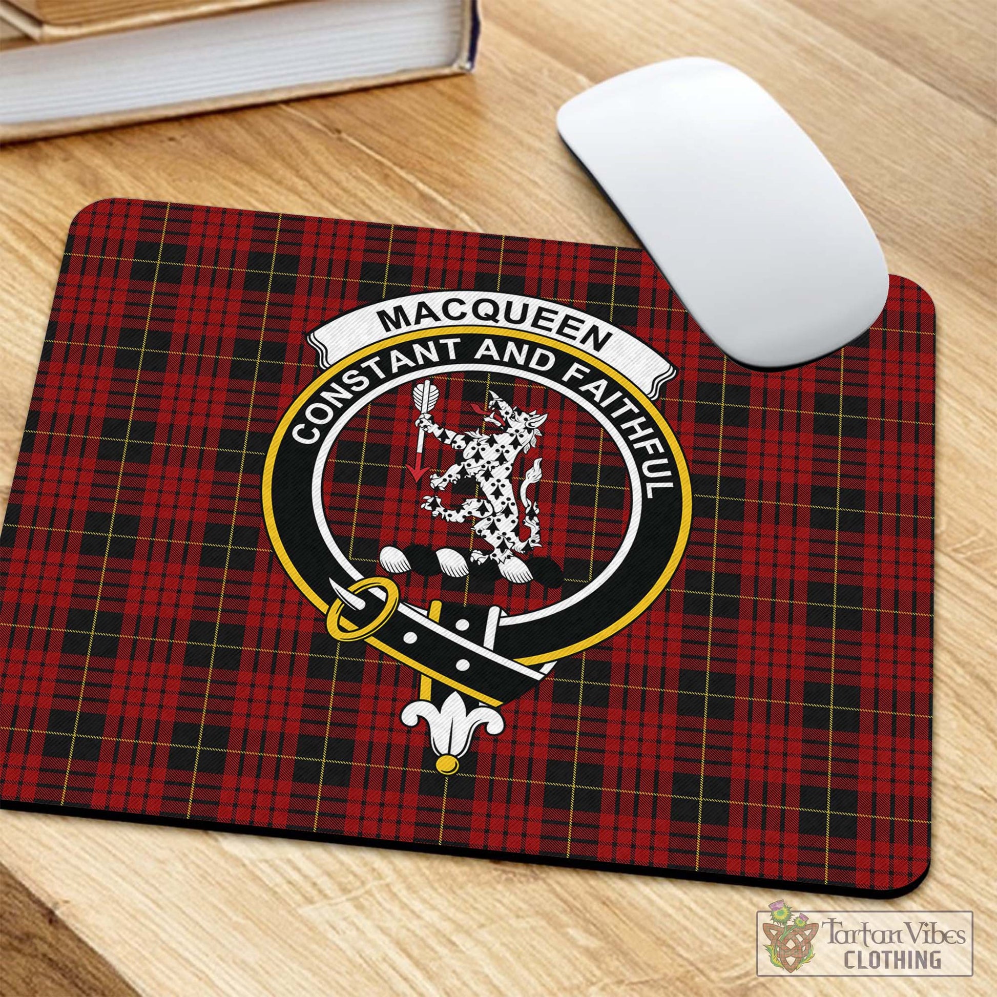 Tartan Vibes Clothing MacQueen Tartan Mouse Pad with Family Crest
