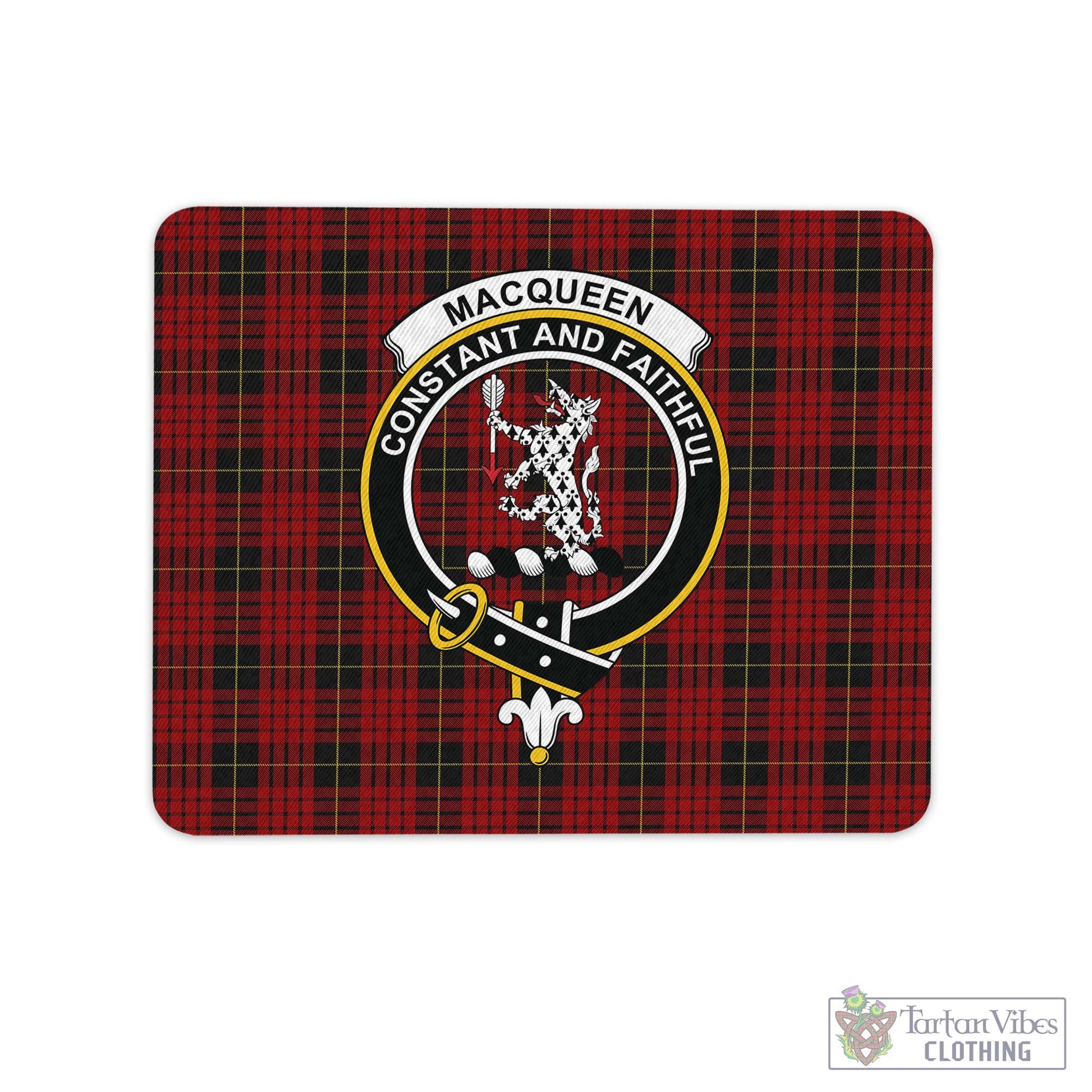 Tartan Vibes Clothing MacQueen Tartan Mouse Pad with Family Crest