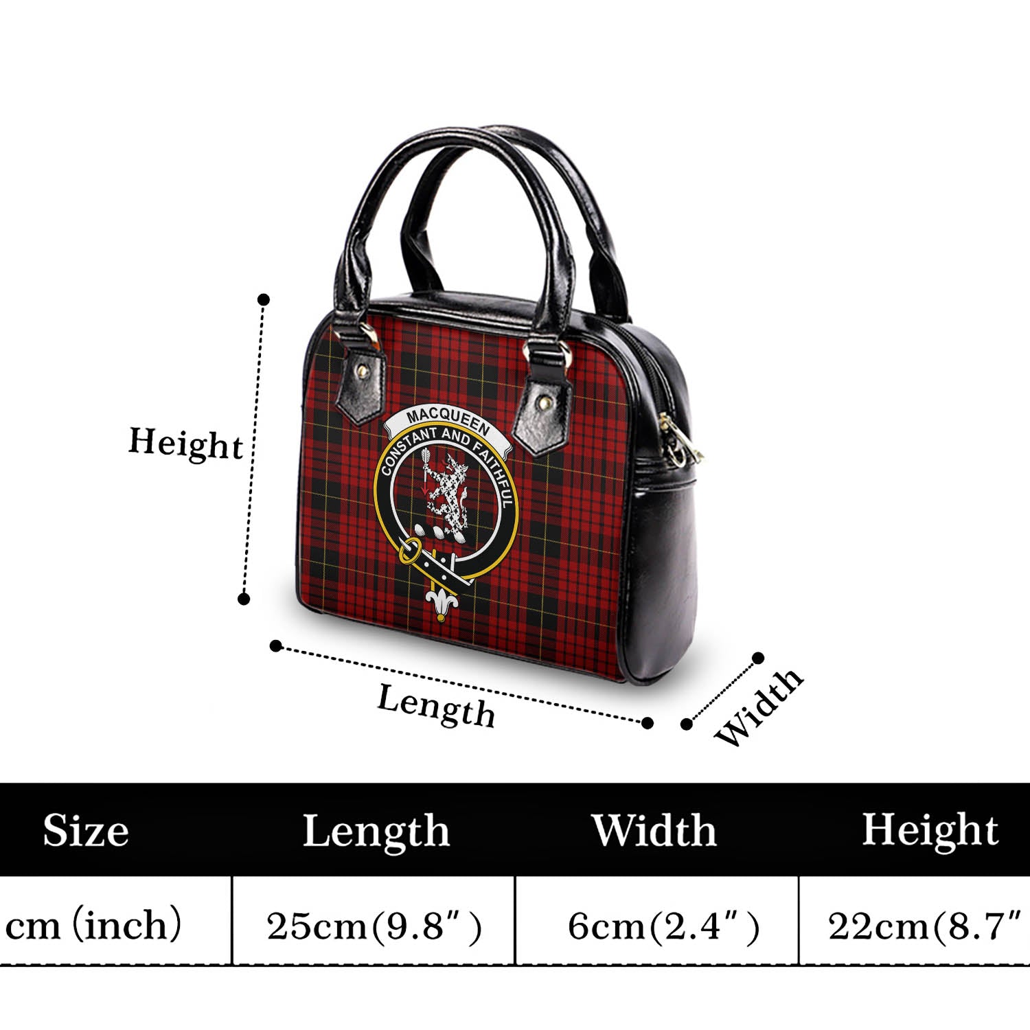 MacQueen Tartan Shoulder Handbags with Family Crest - Tartanvibesclothing