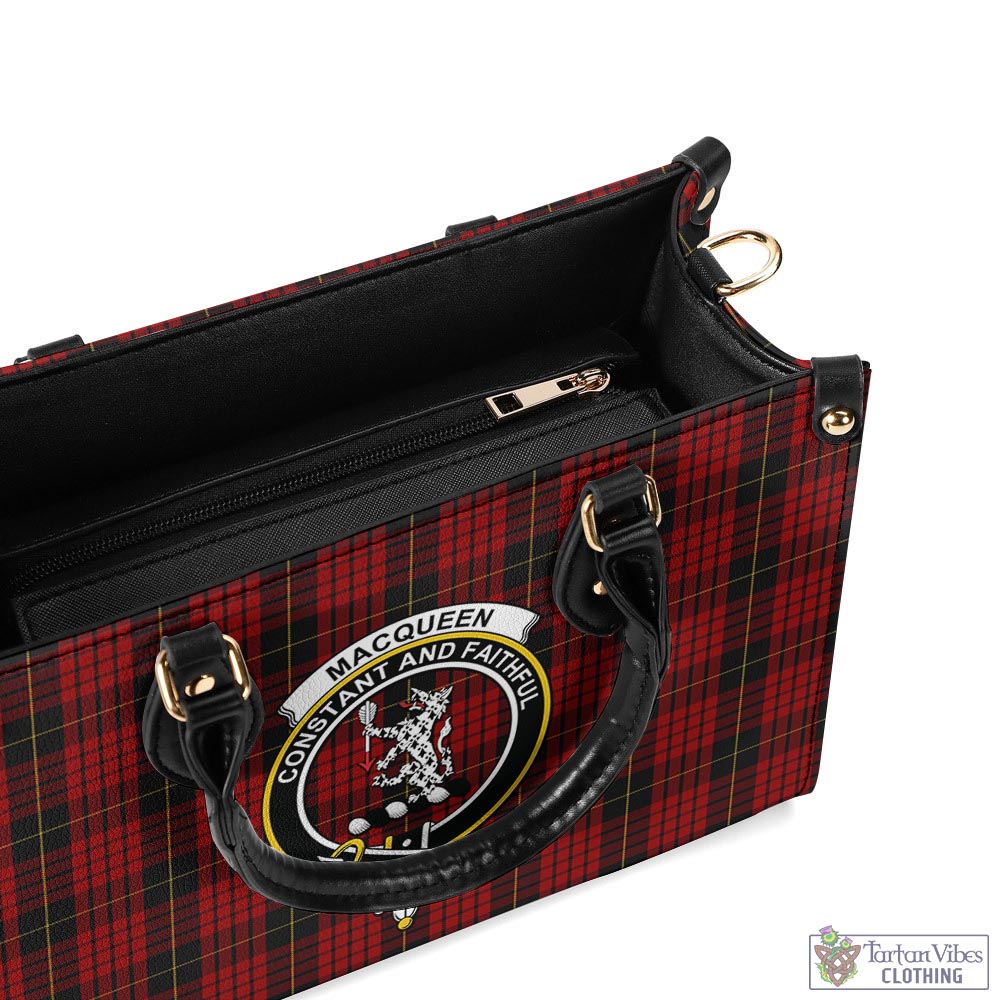 Tartan Vibes Clothing MacQueen Tartan Luxury Leather Handbags with Family Crest