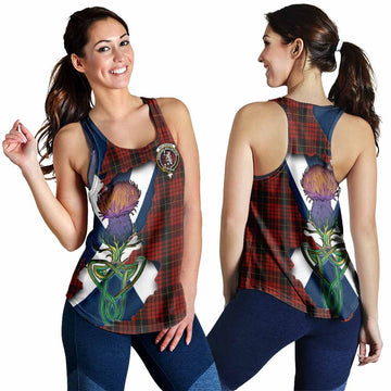 Tartan Vibes Clothing MacQueen (McQueen) Tartan Family Crest Women's Racerback Tanks Scottish Thistle Celtic Inspired
