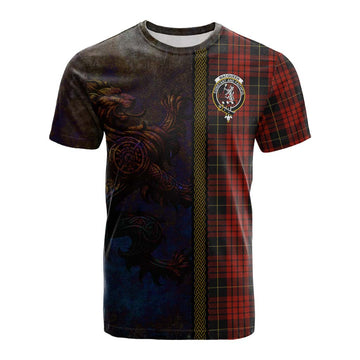 MacQueen (McQueen) Tartan Family Crest Cotton T-shirt Alba Gu Brath Be Brave Lion Ancient Style