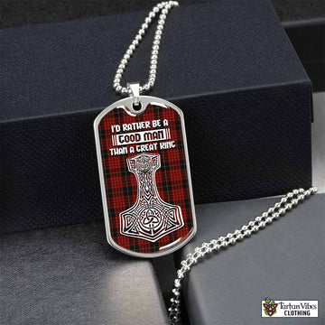 MacQueen (McQueen) Tartan Dog Tag Necklace Viking Mjolnir Style