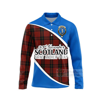 Tartan Vibes Clothing MacQueen (McQueen) Family Crest Tartan Long Sleeve Polo Shirt Celebrate Saint Andrew's Day in Style