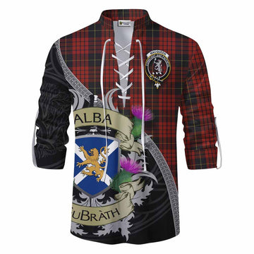 Tartan Vibes Clothing MacQueen (McQueen) Tartan Family Crest Ghillie Kilt Shirt Lion Rampant Royal Thistle Shield Celtic Inspired