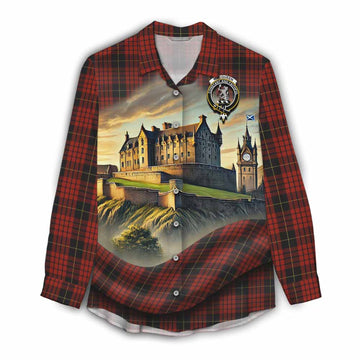 Tartan Vibes Clothing MacQueen (McQueen) Tartan Family Crest Women's Casual Shirt with Scottish Ancient Castle Style