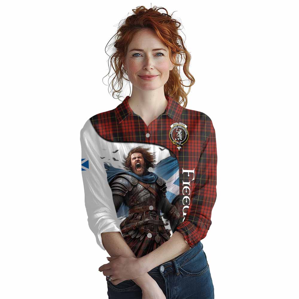 Tartan Vibes Clothing MacQueen (McQueen) Crest Tartan Women's Casual Shirt Inspired by the Freedom of Scottish Warrior