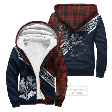 Tartan Vibes Clothing MacQueen (McQueen) Tartan Sherpa Hoodie Featuring Thistle and Scotland Map