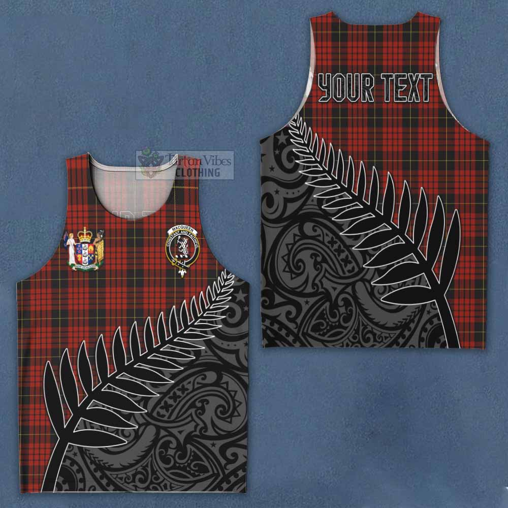 Tartan Vibes Clothing MacQueen (McQueen) Crest Tartan Men's Tank Top with New Zealand Silver Fern Half Style