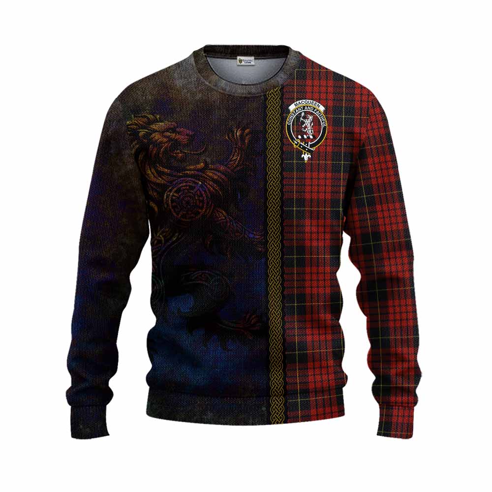 Tartan Vibes Clothing MacQueen (McQueen) Tartan Family Crest Knitted Sweater Alba Gu Brath Be Brave Lion Ancient Style