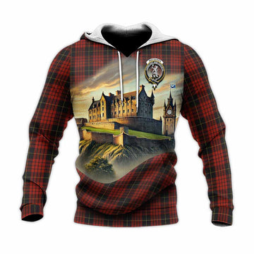 Tartan Vibes Clothing MacQueen (McQueen) Tartan Family Crest Knitted Hoodie with Scottish Ancient Castle Style