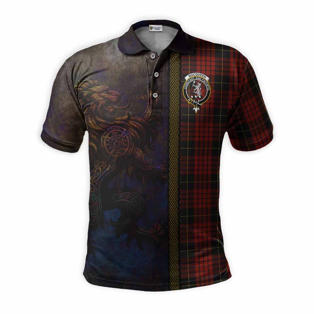 Tartan Vibes Clothing MacQueen (McQueen) Tartan Family Crest Polo Shirt Alba Gu Brath Be Brave Lion Ancient Style