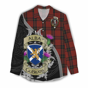 MacQueen (McQueen) Tartan Family Crest Women's Casual Shirt Lion Rampant Royal Thistle Shield Celtic Inspired