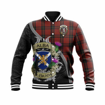 Tartan Vibes Clothing MacQueen (McQueen) Tartan Family Crest Baseball Jacket Lion Rampant Royal Thistle Shield Celtic Inspired