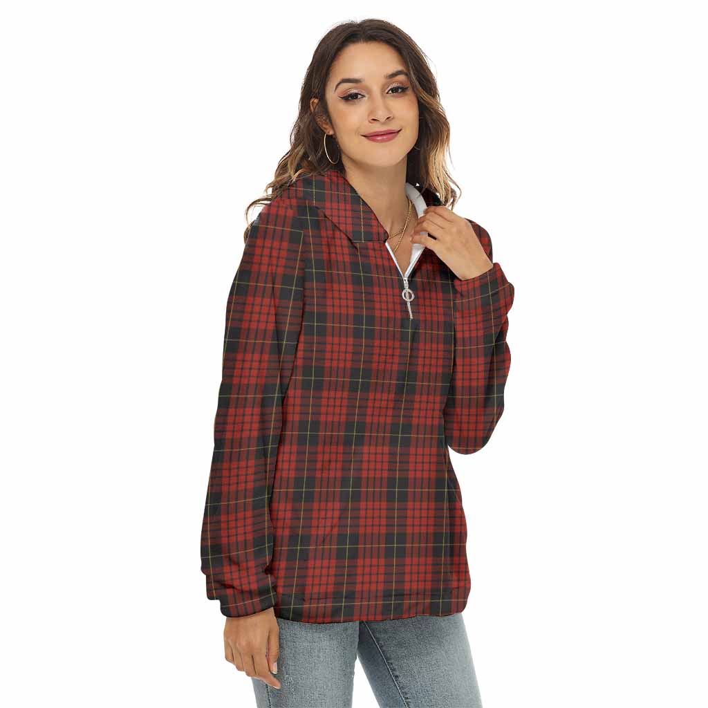 Tartan Vibes Clothing MacQueen (McQueen) Tartan Women's Borg  Half Zip Fleece Hoodie
