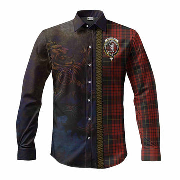 MacQueen (McQueen) Tartan Family Crest Long Sleeve Button Shirt Alba Gu Brath Be Brave Lion Ancient Style