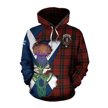 Tartan Vibes Clothing MacQueen (McQueen) Tartan Family Crest Cotton Hoodie Scottish Thistle Celtic Inspired