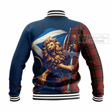 Tartan Vibes Clothing MacQueen (McQueen) Tartan Family Crest Baseball Jacket with Scottish Majestic Lion