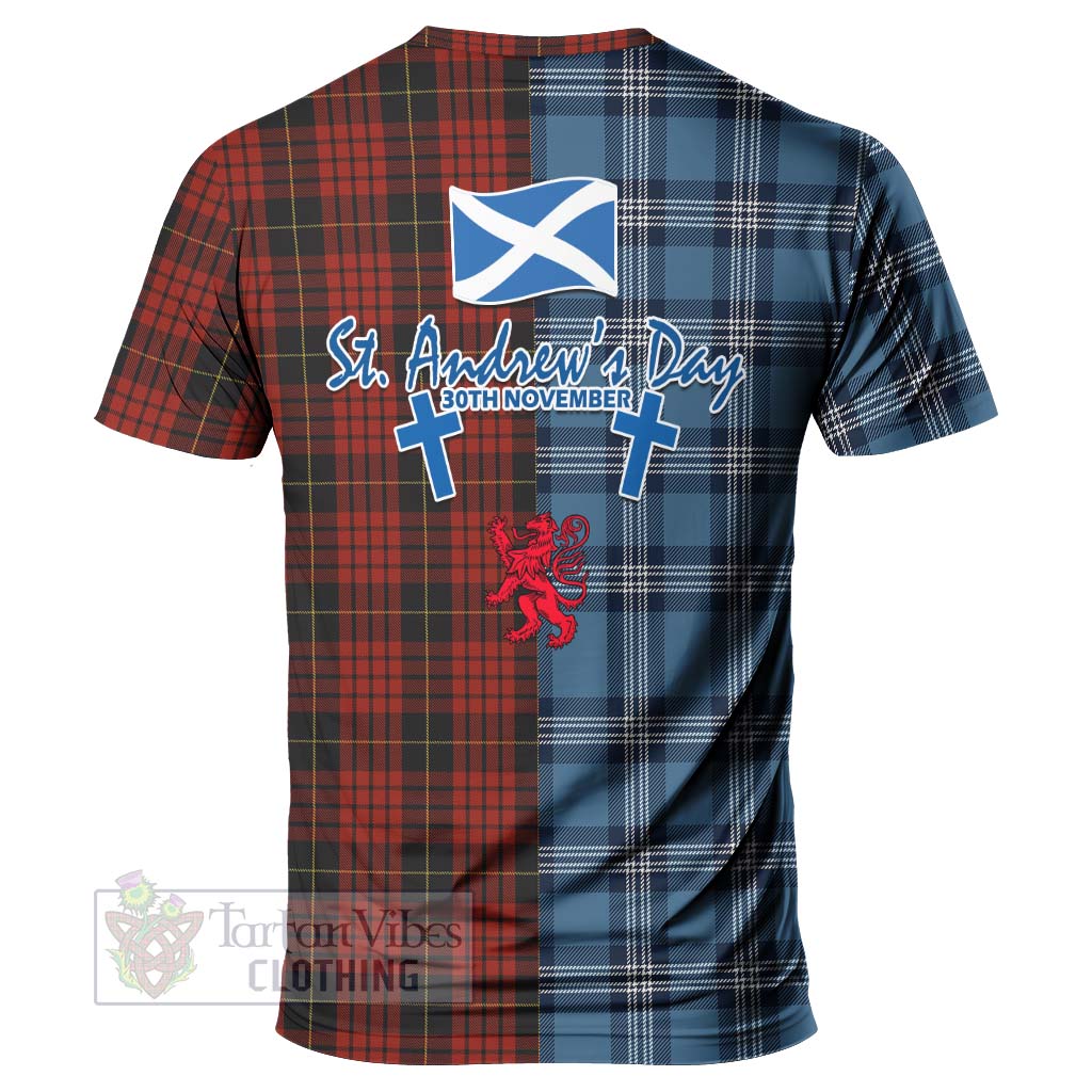 Tartan Vibes Clothing MacQueen (McQueen) Tartan T-Shirt Happy St. Andrew's Day Half Tartan Style
