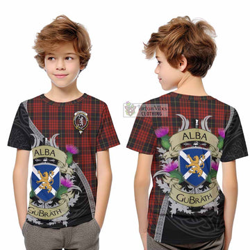 Tartan Vibes Clothing MacQueen (McQueen) Tartan Family Crest Kid T-Shirt Lion Rampant Royal Thistle Shield Celtic Inspired