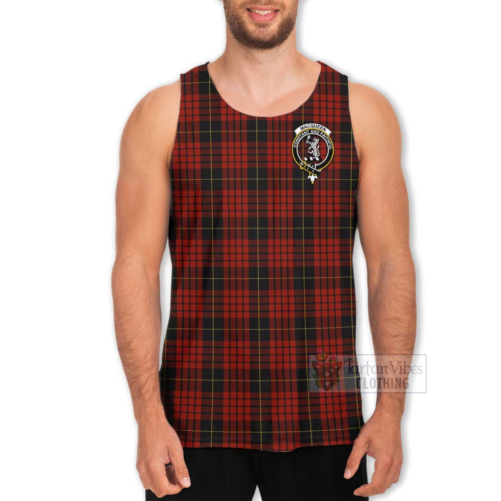 Tartan Vibes Clothing MacQueen (McQueen) Tartan Men's Tank Top with Family Crest Celtic Skull Style