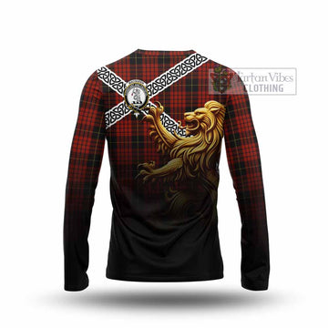 MacQueen (McQueen) Crest Tartan Long Sleeve T-Shirt with Golden Lion Emblem Celtic Style