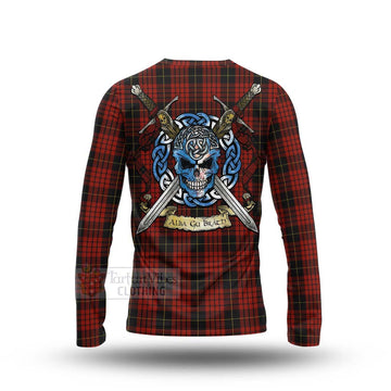 Tartan Vibes Clothing MacQueen (McQueen) Tartan Long Sleeve T-Shirt with Family Crest Celtic Skull Style