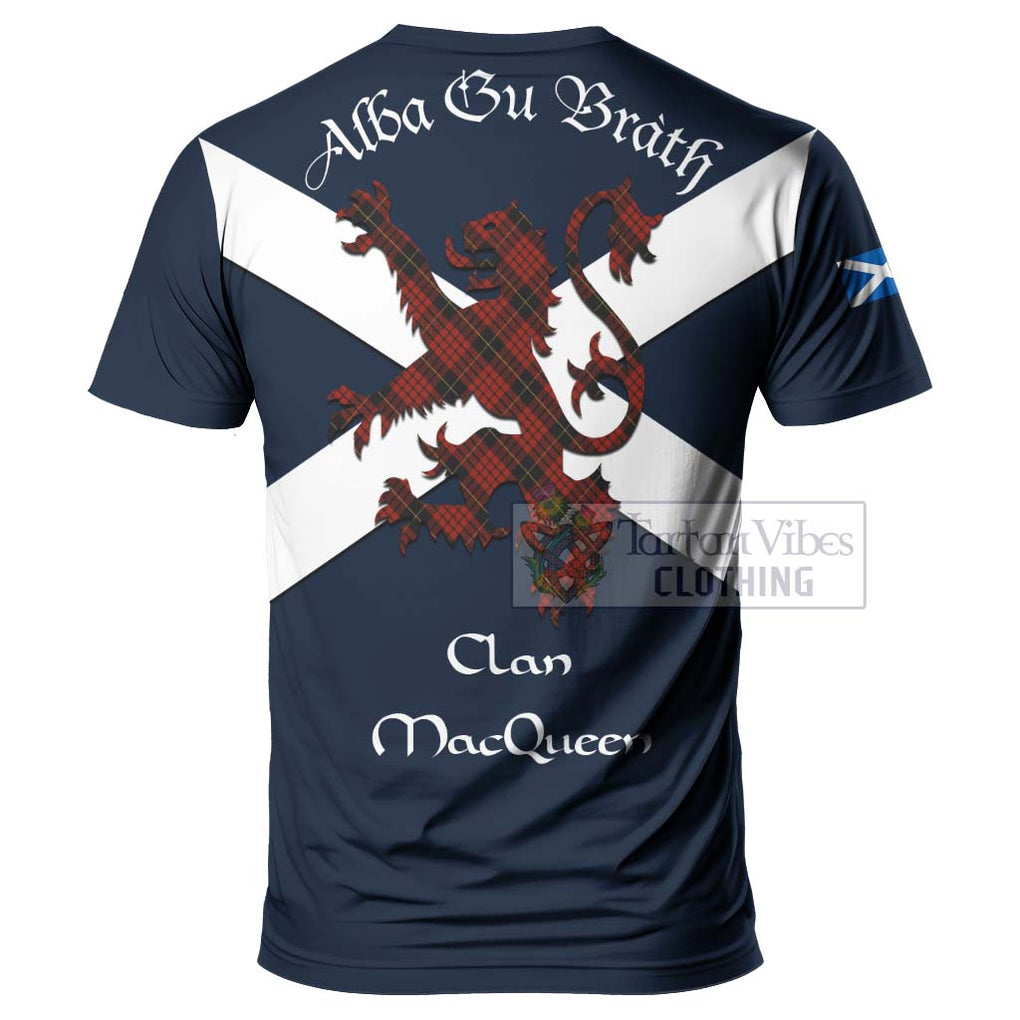 Tartan Vibes Clothing MacQueen (McQueen) Tartan Lion Rampant T-Shirt – Proudly Display Your Heritage with Alba Gu Brath and Clan Name