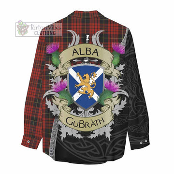 MacQueen (McQueen) Tartan Family Crest Women's Casual Shirt Lion Rampant Royal Thistle Shield Celtic Inspired