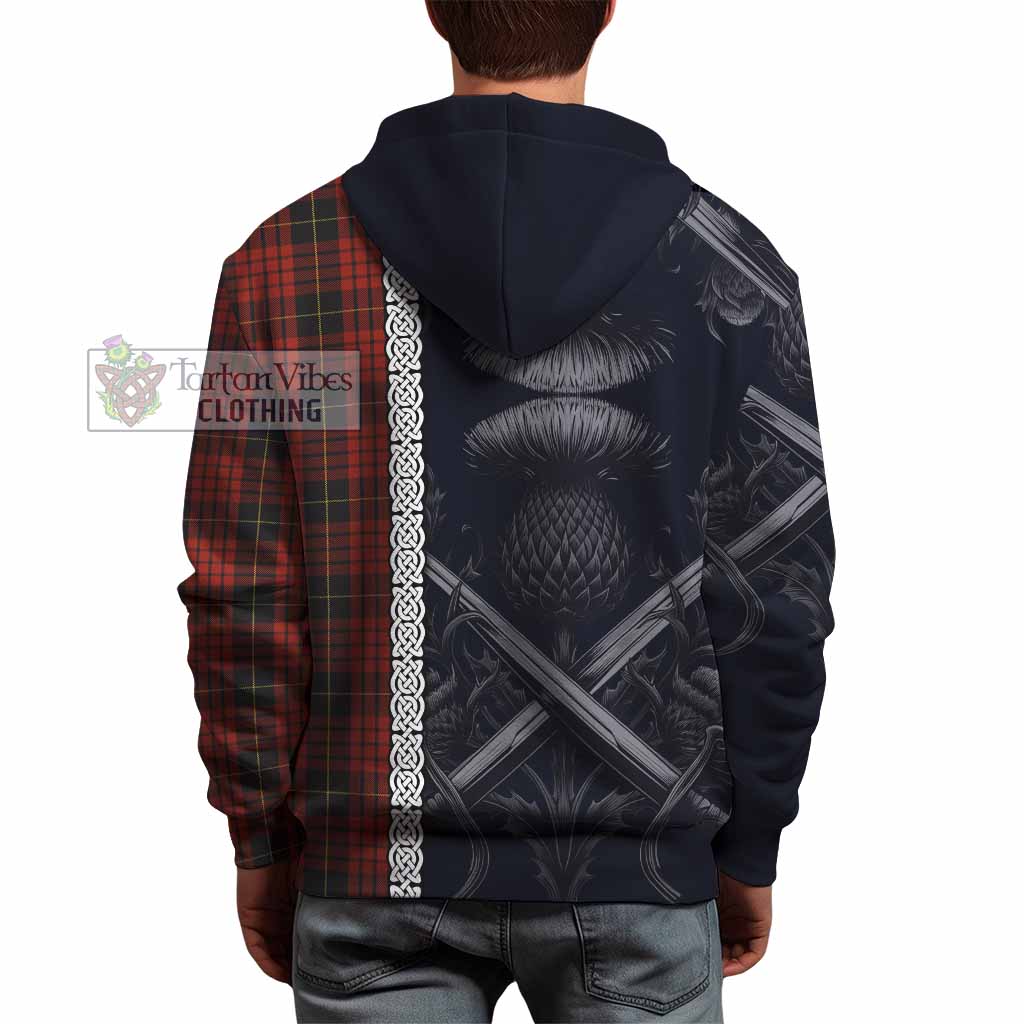 Tartan Vibes Clothing MacQueen (McQueen) Tartan Hoodie with Family Crest Cross Sword Thistle Celtic Vibes