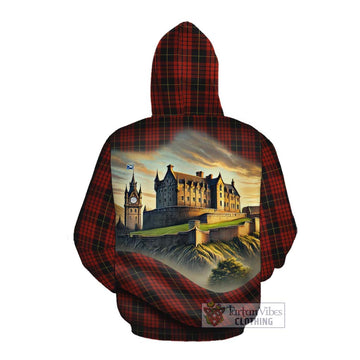 Tartan Vibes Clothing MacQueen (McQueen) Tartan Family Crest Cotton Hoodie with Scottish Ancient Castle Style