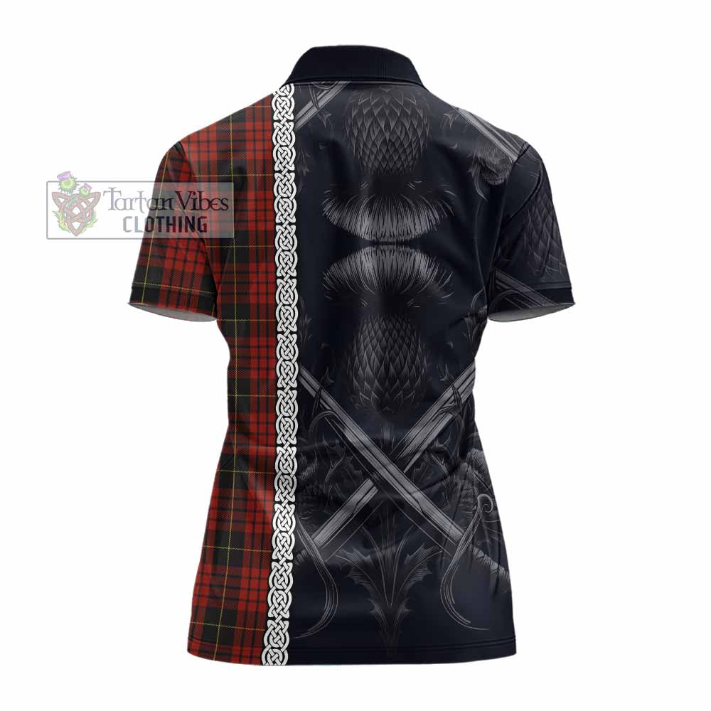 Tartan Vibes Clothing MacQueen (McQueen) Tartan Women's Polo Shirt with Family Crest Cross Sword Thistle Celtic Vibes