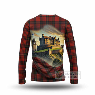 Tartan Vibes Clothing MacQueen (McQueen) Tartan Family Crest Long Sleeve T-Shirt with Scottish Ancient Castle Style