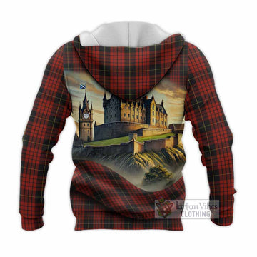 Tartan Vibes Clothing MacQueen (McQueen) Tartan Family Crest Knitted Hoodie with Scottish Ancient Castle Style