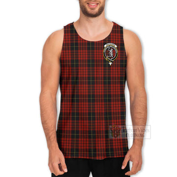 Tartan Vibes Clothing MacQueen (McQueen) Tartan Men's Tank Top with Family Crest and Bearded Skull Holding Bottles of Whiskey