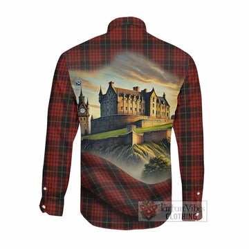 Tartan Vibes Clothing MacQueen (McQueen) Tartan Family Crest Long Sleeve Button Shirt with Scottish Ancient Castle Style