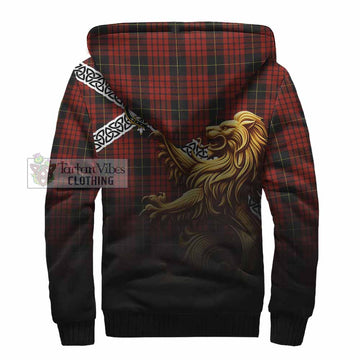 MacQueen (McQueen) Crest Tartan Sherpa Hoodie with Golden Lion Emblem Celtic Style