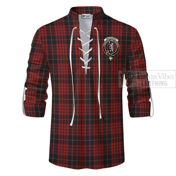 Tartan Vibes Clothing MacQueen (McQueen) Tartan Ghillie Kilt Shirt with Family Crest Celtic Skull Style