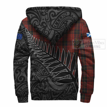 Tartan Vibes Clothing MacQueen (McQueen) Crest Tartan Sherpa Hoodie with New Zealand Silver Fern Half Style