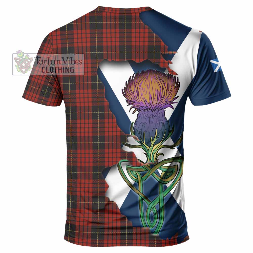 Tartan Vibes Clothing MacQueen (McQueen) Tartan Family Crest T-Shirt Scottish Thistle Celtic Inspired