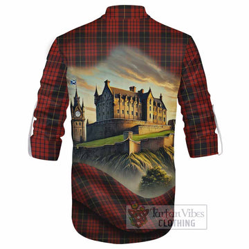 Tartan Vibes Clothing MacQueen (McQueen) Tartan Family Crest Ghillie Kilt Shirt with Scottish Ancient Castle Style