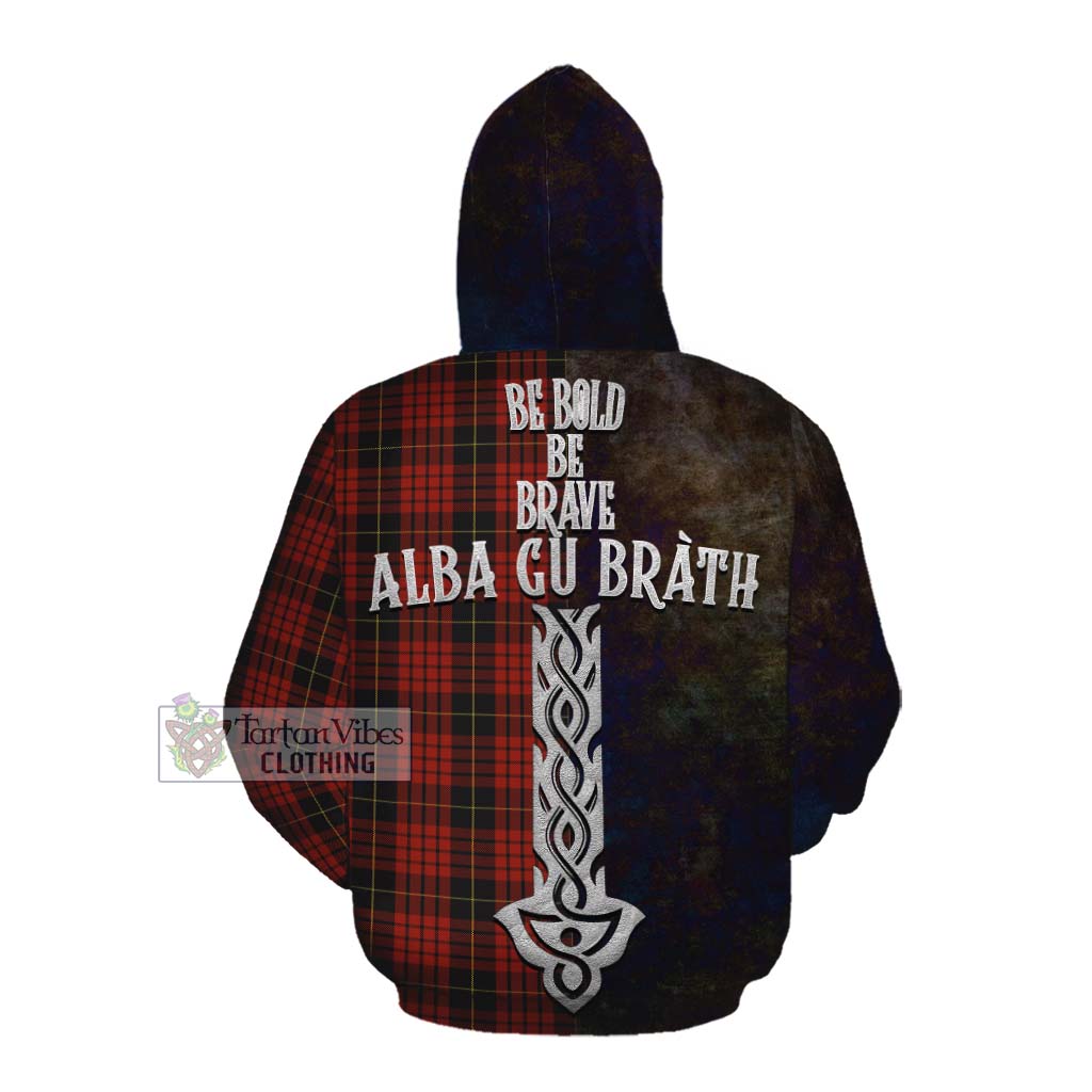 Tartan Vibes Clothing MacQueen (McQueen) Tartan Family Crest Cotton Hoodie Alba Gu Brath Be Brave Lion Ancient Style