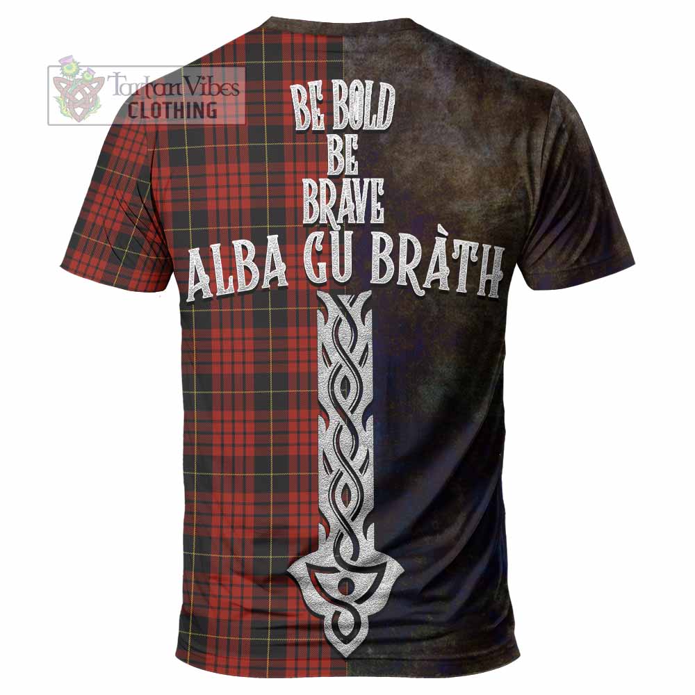 Tartan Vibes Clothing MacQueen (McQueen) Tartan Family Crest T-Shirt Alba Gu Brath Be Brave Lion Ancient Style