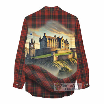Tartan Vibes Clothing MacQueen (McQueen) Tartan Family Crest Women's Casual Shirt with Scottish Ancient Castle Style