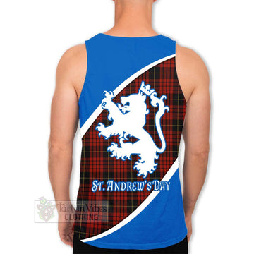 Tartan Vibes Clothing MacQueen (McQueen) Family Crest Tartan Men's Tank Top Celebrate Saint Andrew's Day in Style